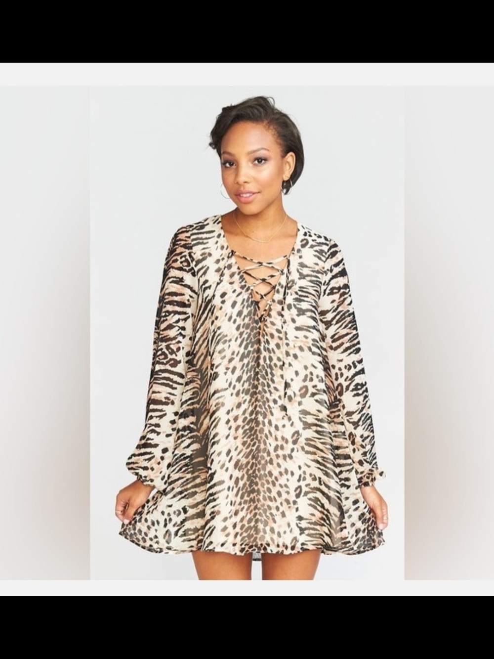 Show Me Your MuMu Neutral Animal Print Dress in Brown & Black